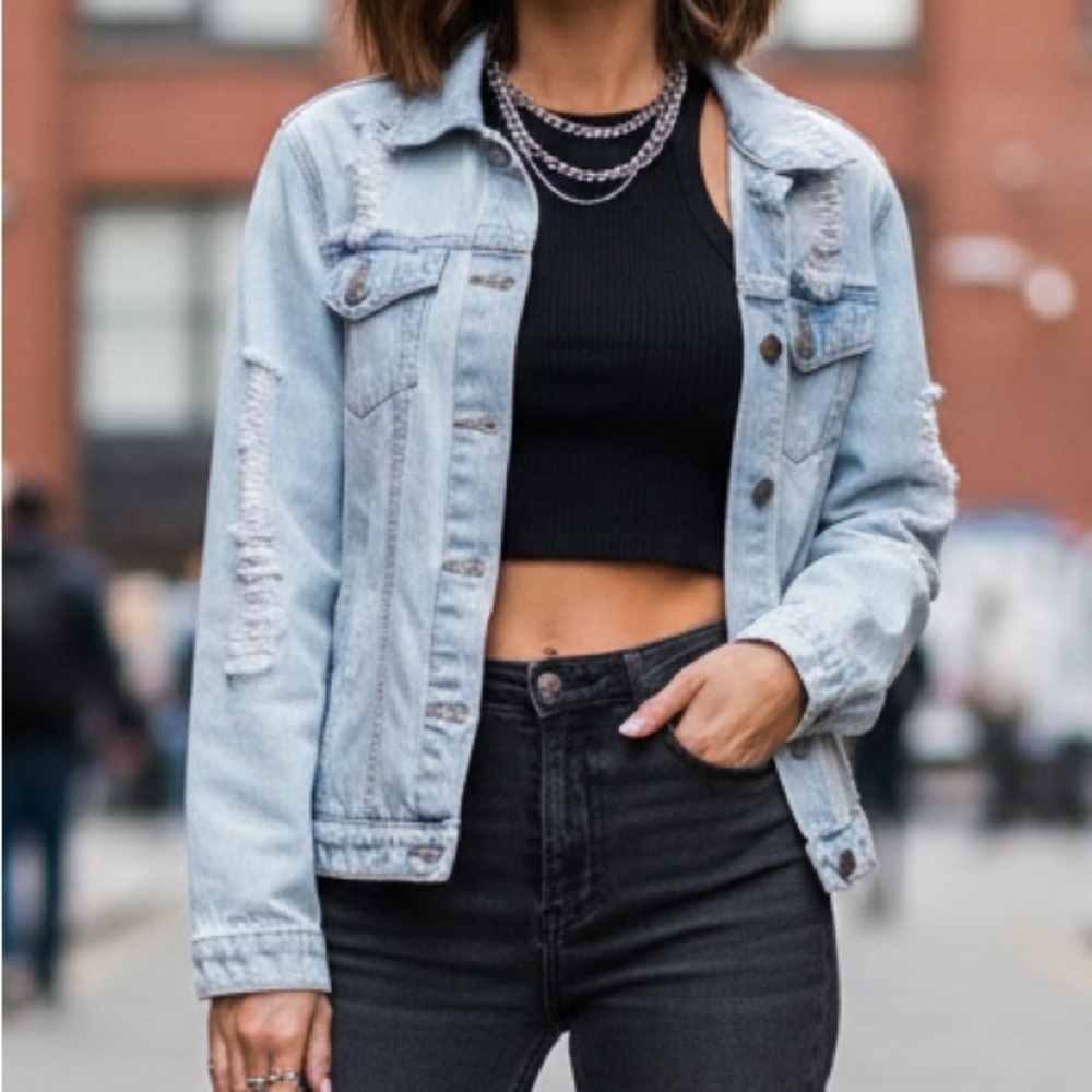 Streetwear society Distressed Light Blue Jacket